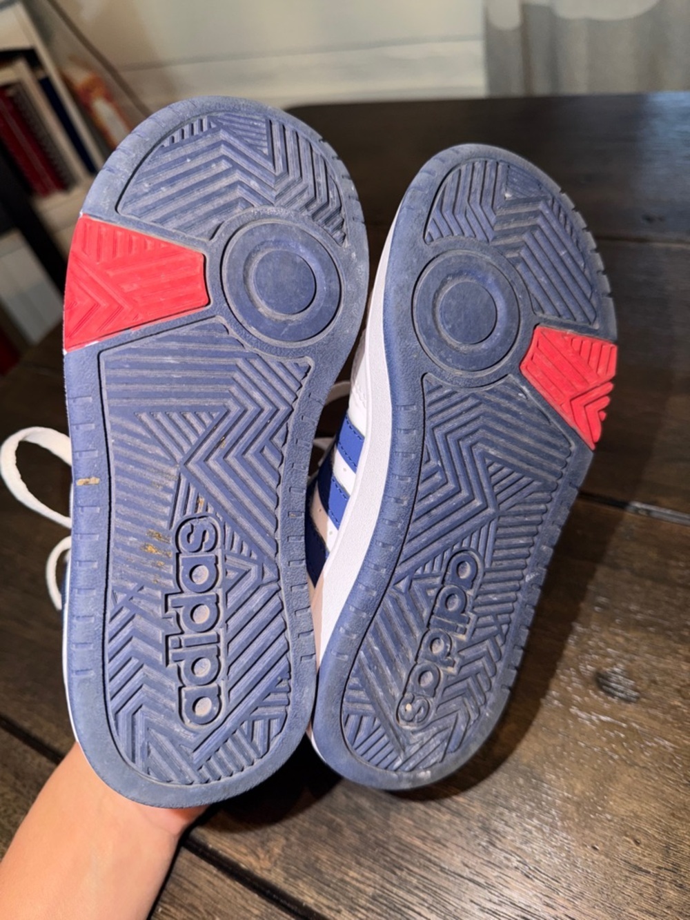 Kid's Adidas Hoops Mid 3.0 K Cloud Wht/Victory Blue/Scarlet GZ9647 Size 13 - Picture 6 of 7